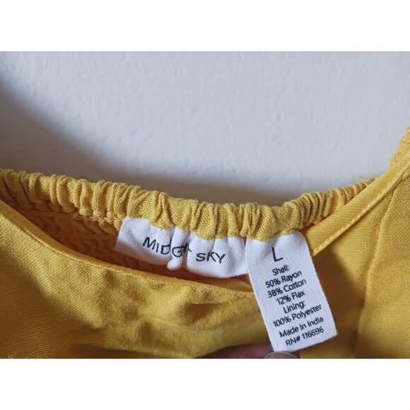 Midnight Sky Juniors Cropped Tank Top Sleeveless Linen Blend Yellow Size L NWT - Picture 3 of 8